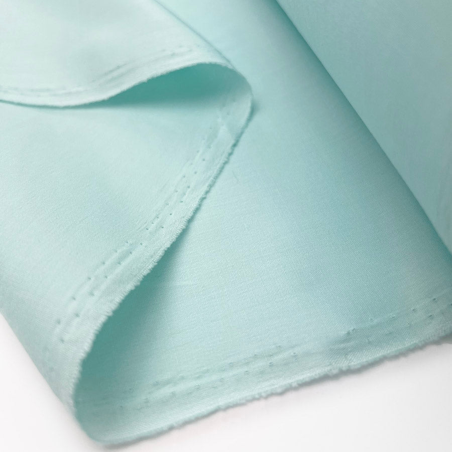 Fine Cotton Shirting Fabric Blue Pima Cotton Lawn Aqua Plain Fold