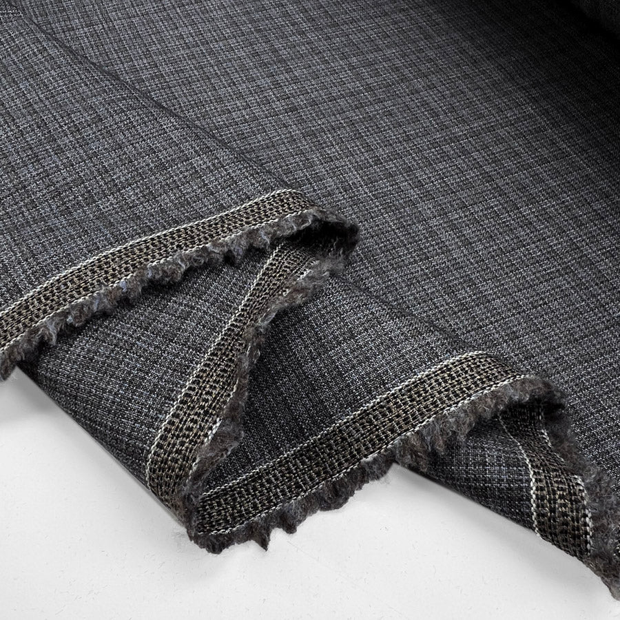 Fine Dogtooth Check Wool Shirting Fabric Coalport Grey Fold