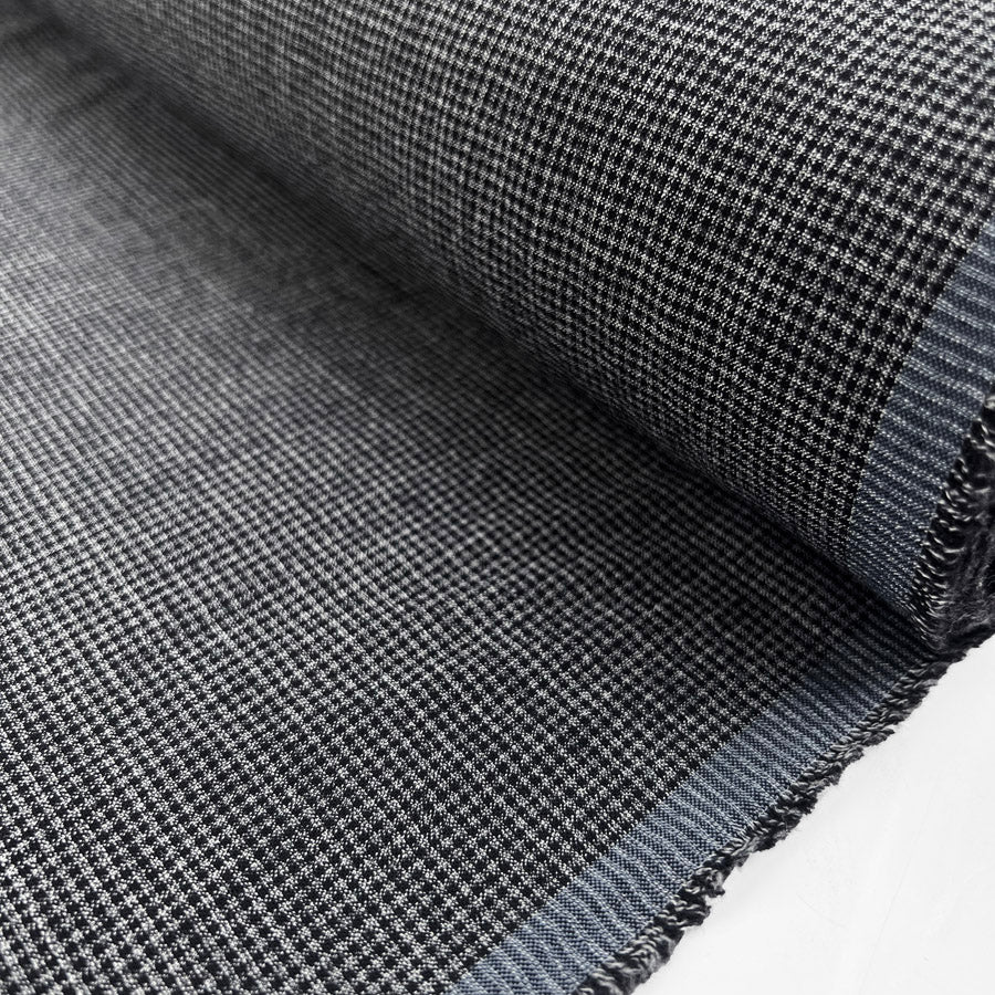 Fine Dogtooth Check Wool Shirting Fabric Tiny Tim Three