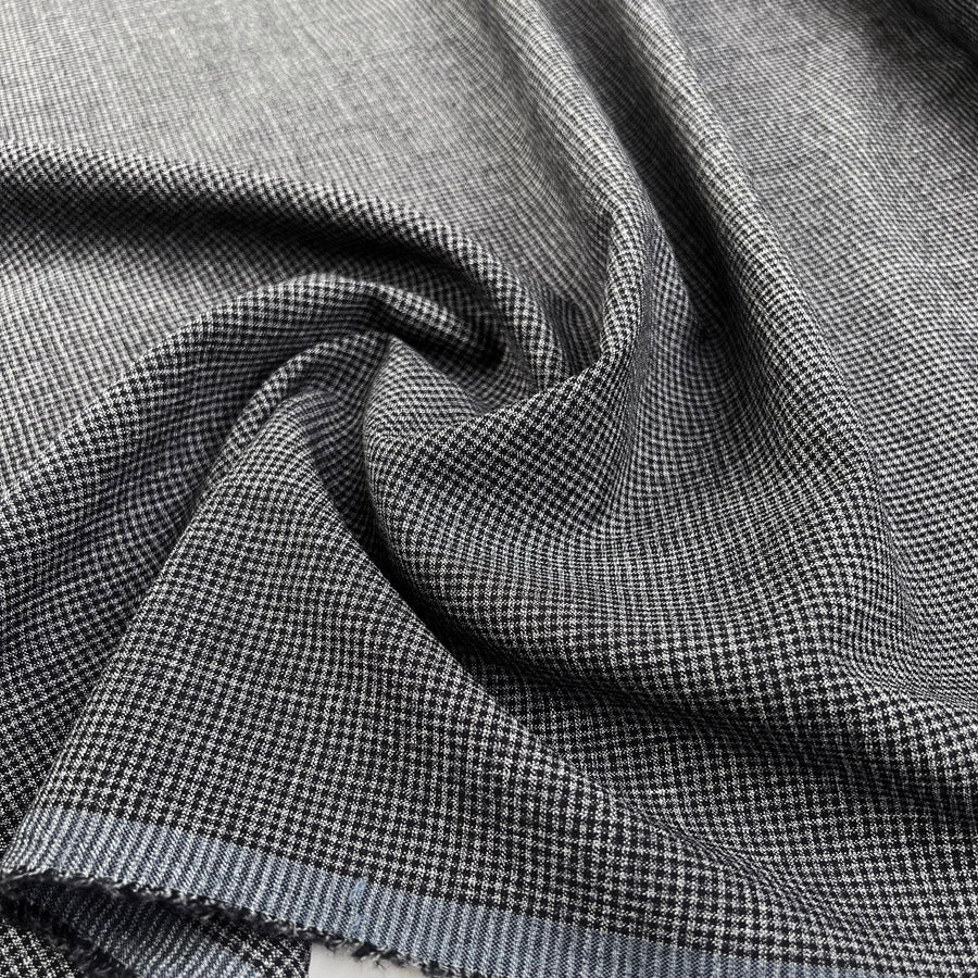 Fine Dogtooth Check Wool Shirting Fabric Tiny Tim Three