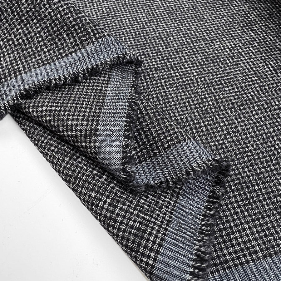 Fine Dogtooth Check Wool Shirting Fabric Tiny Tim Three Fold