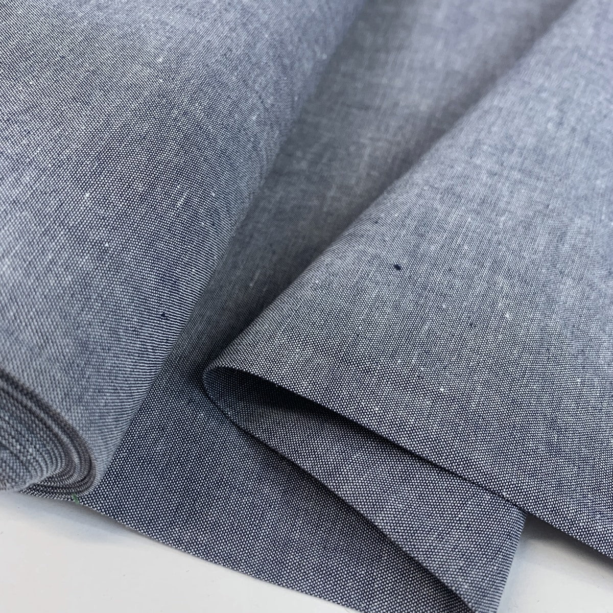 Finest Chambray Navy Cotton Fabric Fold