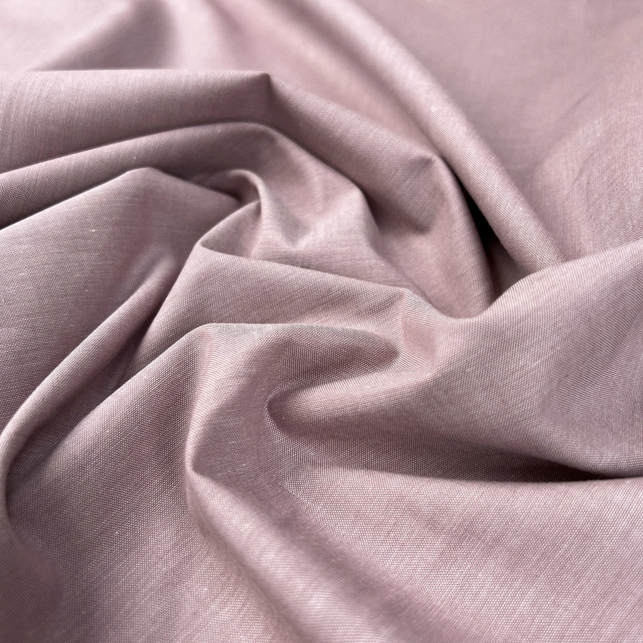 Finest Chambray Mauve Cotton Lightweight Plain Woven Dress Fabric