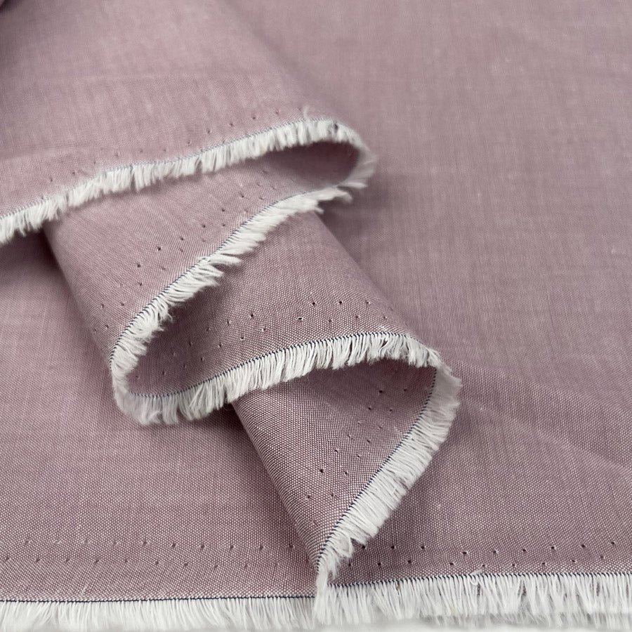Finest Chambray Mauve Cotton Lightweight Plain Woven Dress Fabric Fold