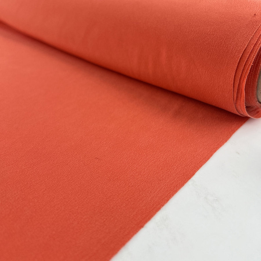 Finest Silk Coral Orange Plain Italian Deadstock Lightweight Dress Fabric Roll