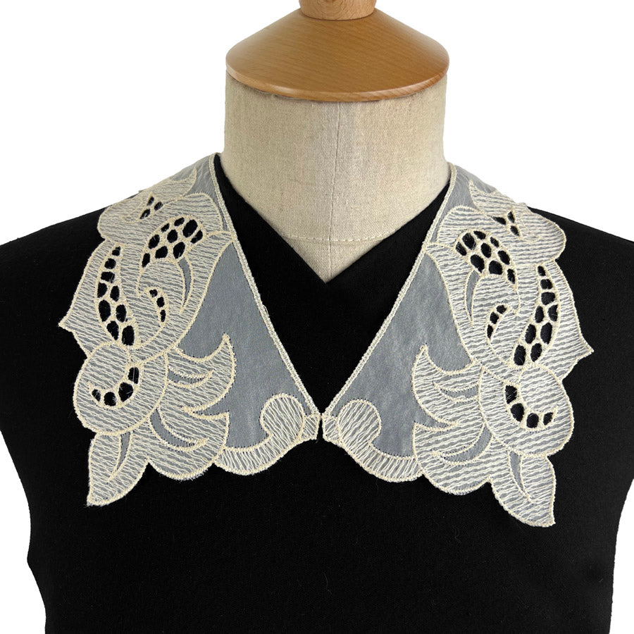 Fleur Embroidered Cotton Polyester Collar Vintage Lace Cream