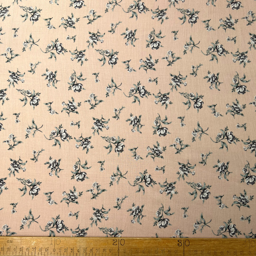 Floating In Circles Viscose Yoryu Lawn Fabric Beth Peach Ruler