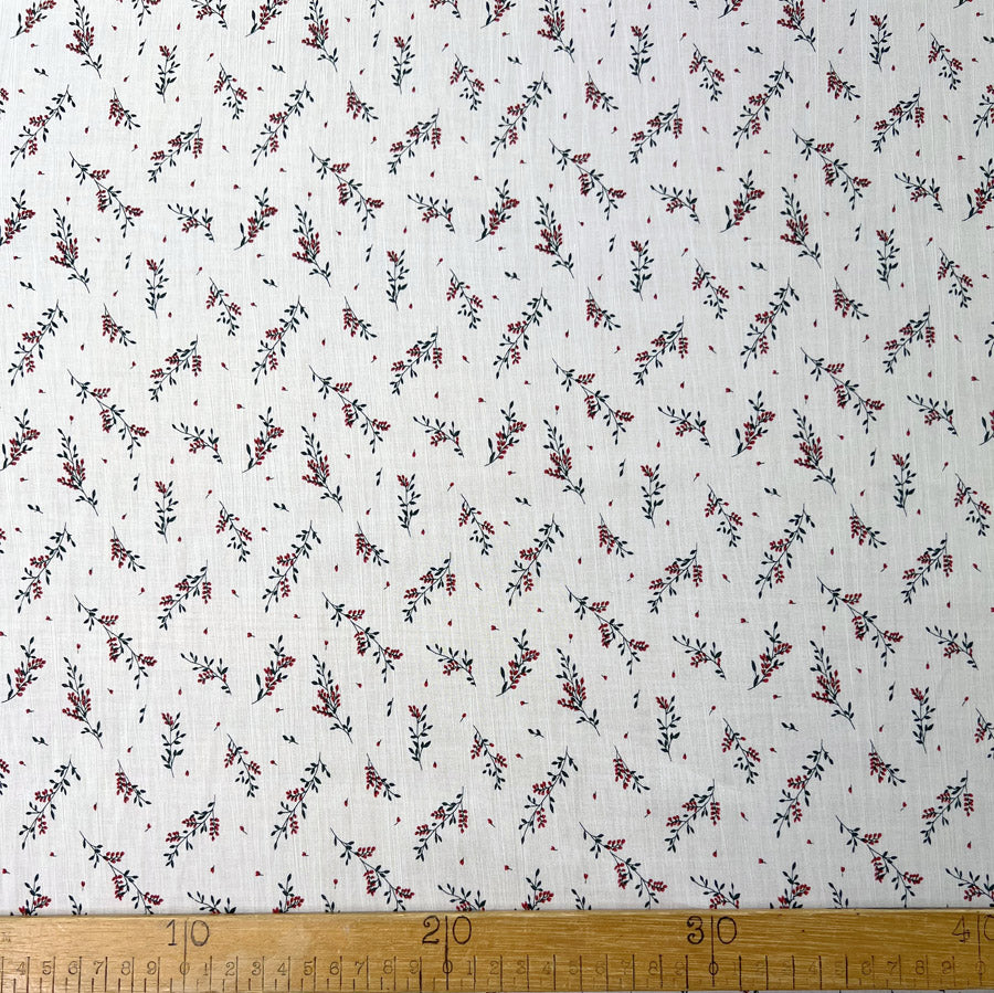 Floating In Circles Viscose Yoryu Lawn Fabric Rosie Red Ruler
