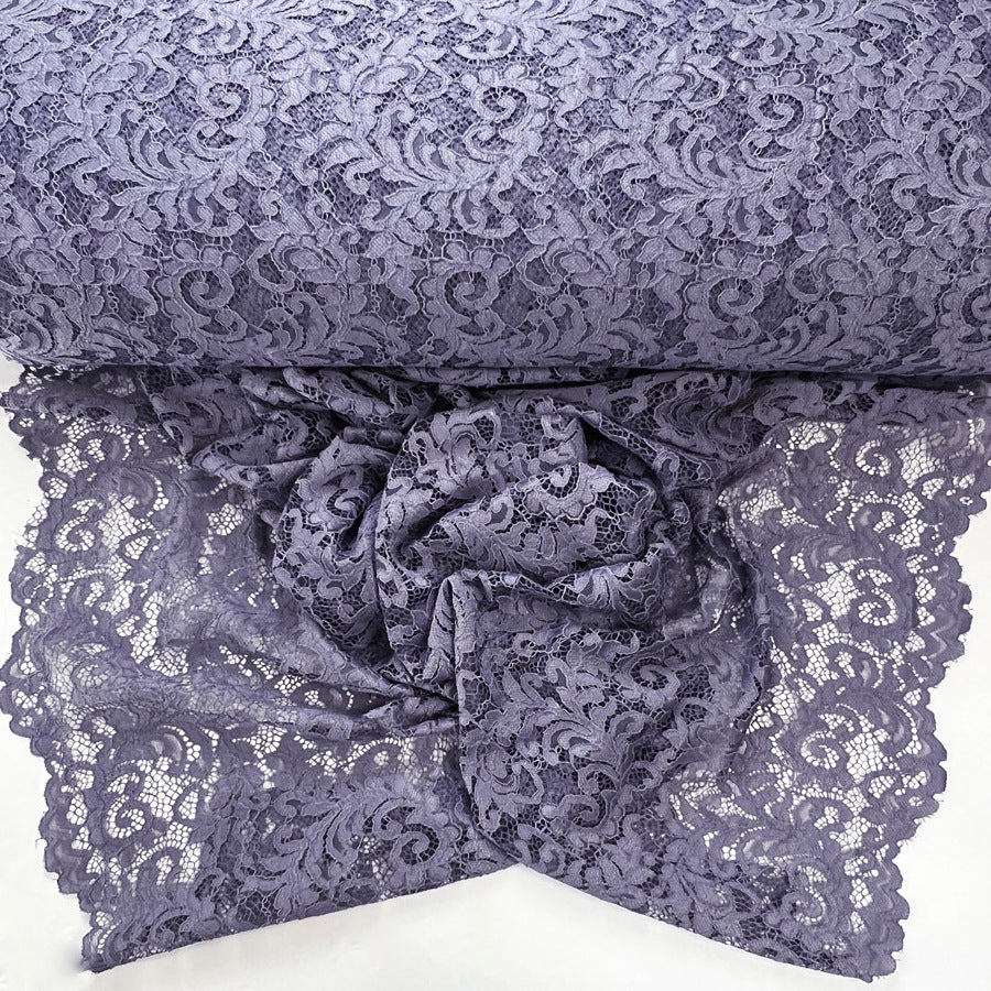Floral Corded Polyester Lace Dress Fabric Lace Grey