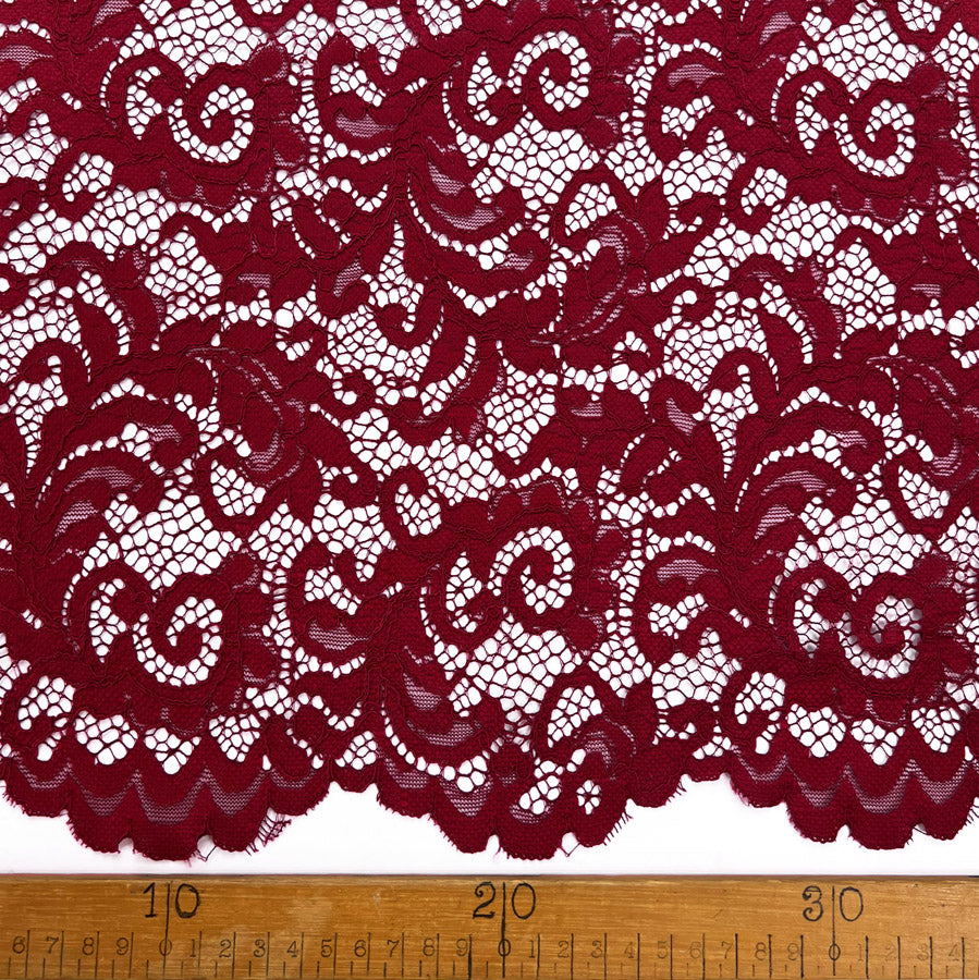 Floral Corded Polyester Lace Dress Fabric Lace Red Ruler