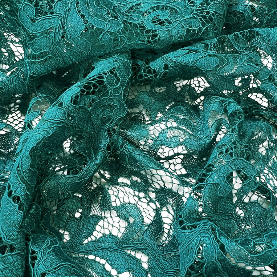Floral Corded Dressmaking Fabric | Double Scallop Lace - Teal – Croft Mill