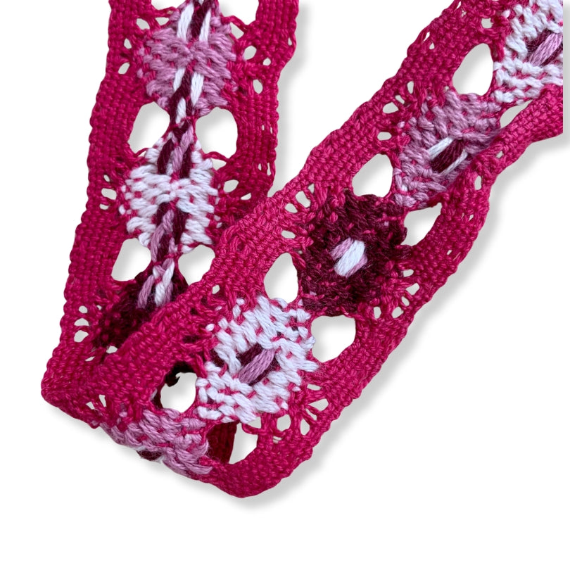 Floral Crochet Ribbon Pink