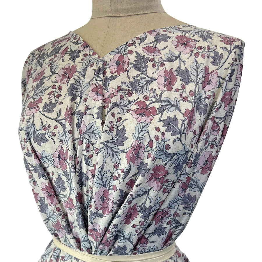 Floral Dress Fabric Pima Cotton Lawn Mary Ann Pink Side