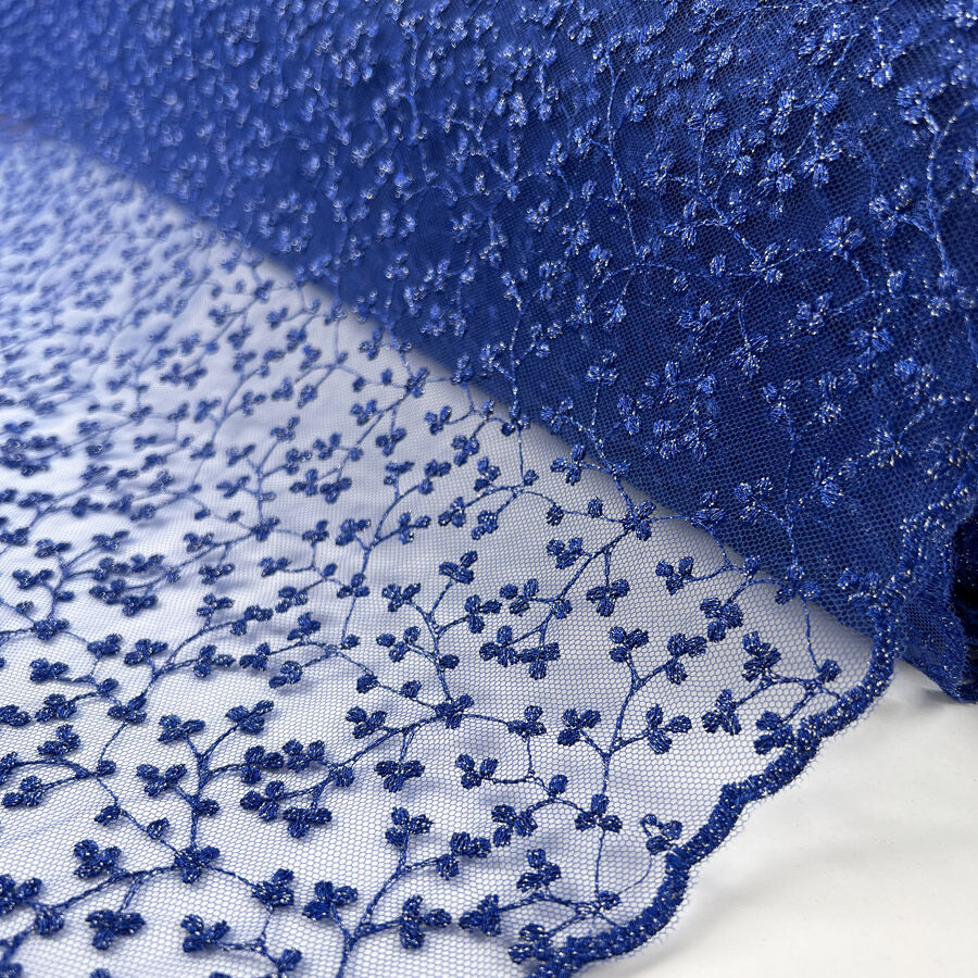 Floravine Lace Bluebell Polyester Floral Net Sparkle Fabric Roll