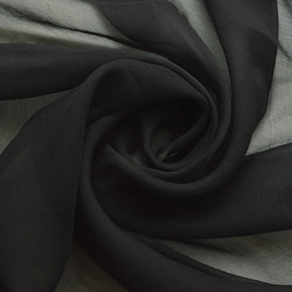 For The Finer Things Black Silk Crinkle Chiffon