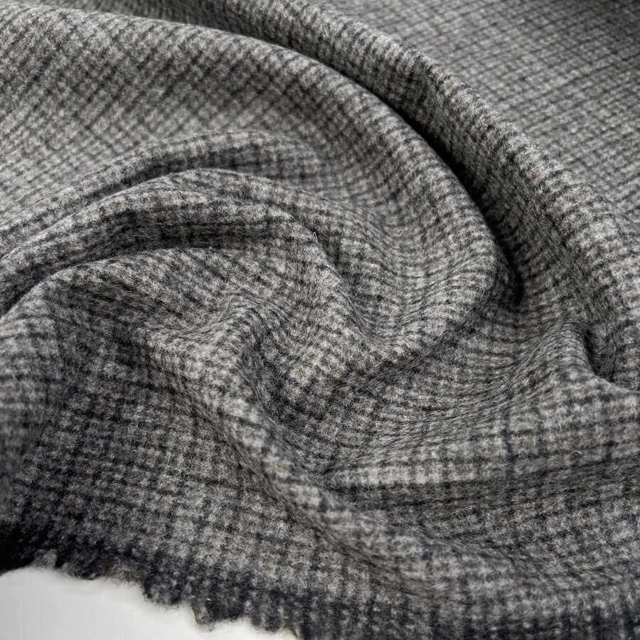 For All Seasons Grey Wool Small Check Italian Suiting Fabric