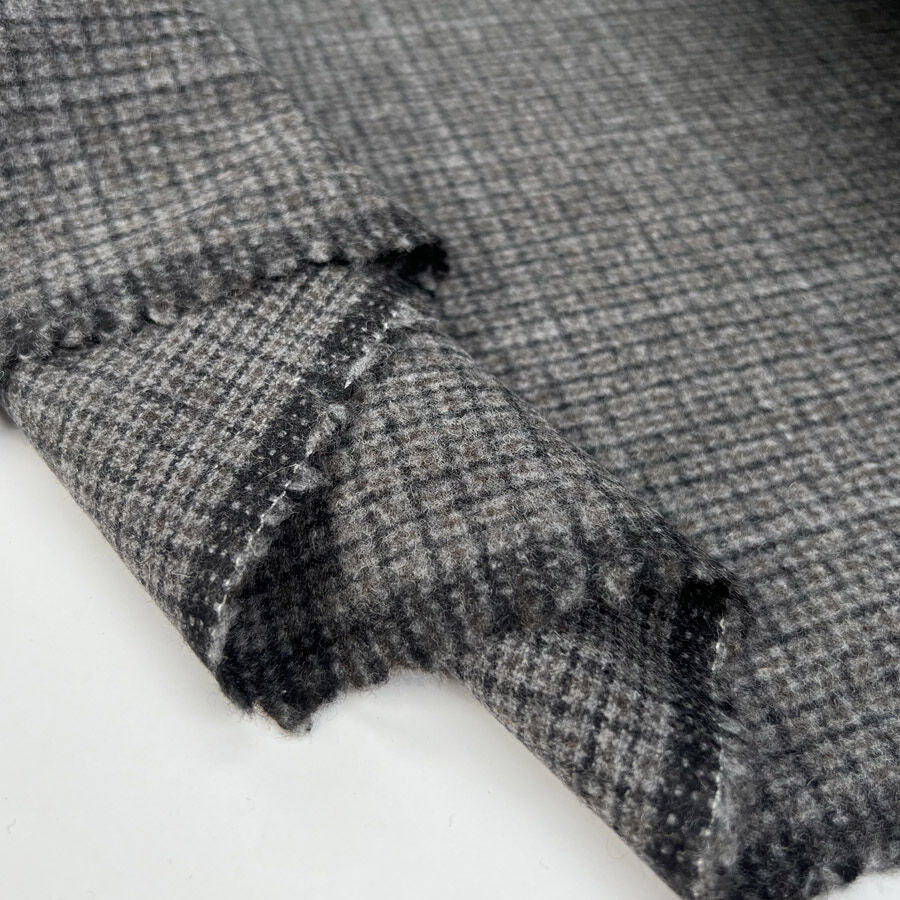 For All Seasons Grey Wool Small Check Italian Suiting Fabric Fold