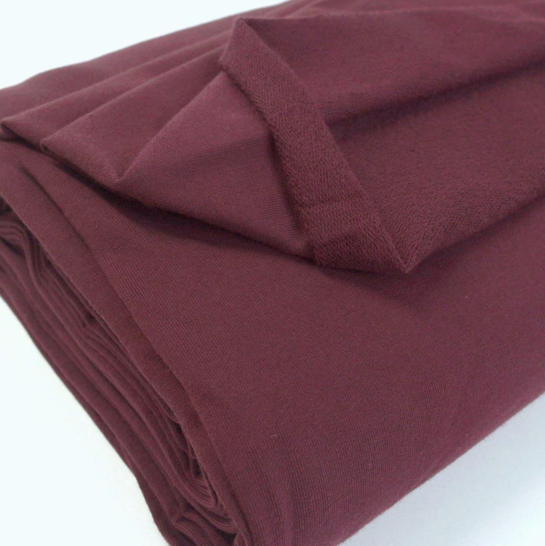 French Terry Berry Cotton Jersey Damson With Looped Back Close Up Fabric Photo