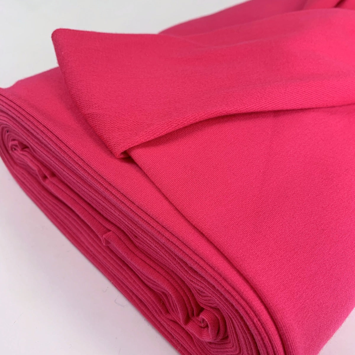 French Terry Hot Pink Jersey Fabric With Looped Back