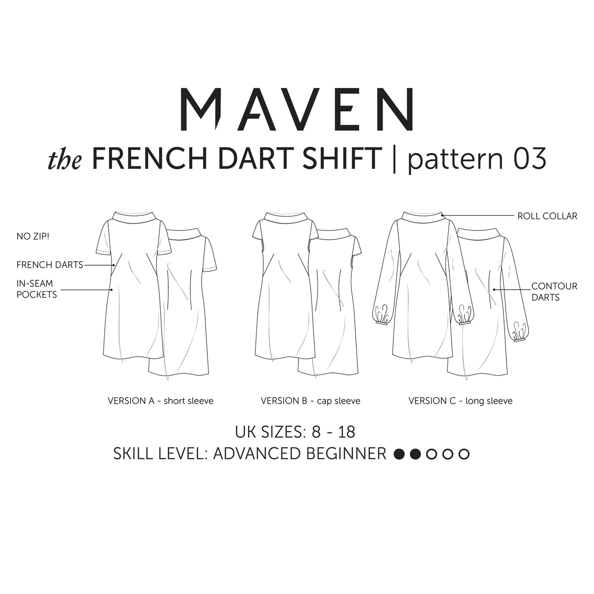 French Dart Shift Pattern Maven Sketch