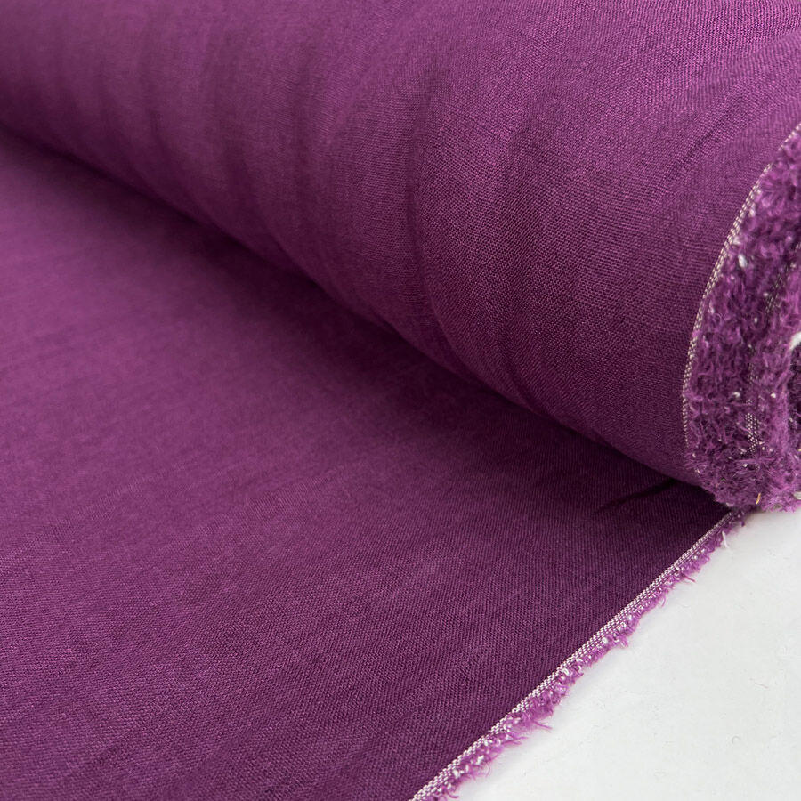 Gelso Linen Purple Italian Plain Woven Shirting Fabric Roll