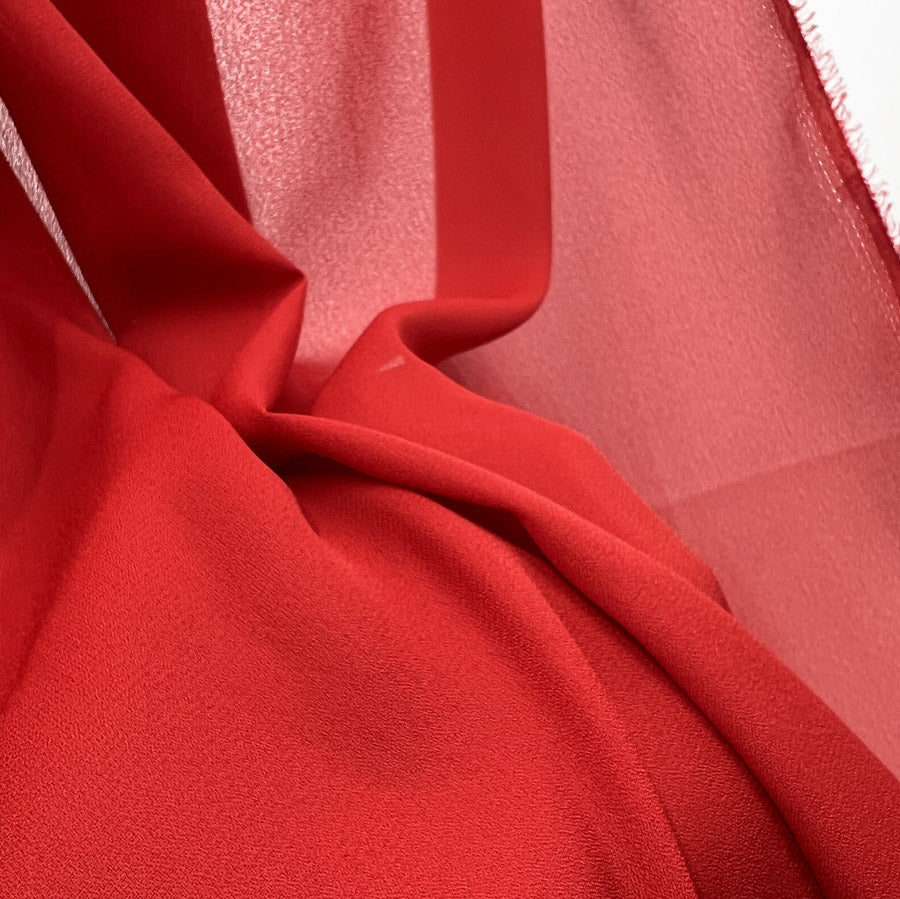 Georgette Dress Fabric Scarlet Red Close Up