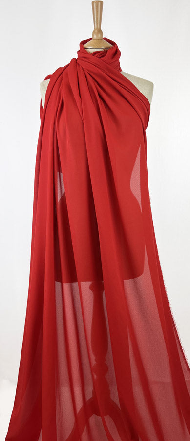 Georgette Dress Fabric Scarlett Red Mannequin