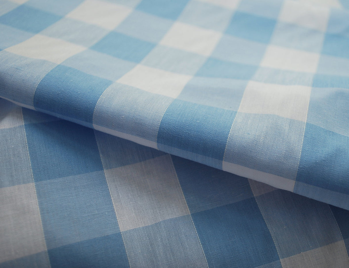 Gingham 1 Inch Poly Cotton Pale Plue