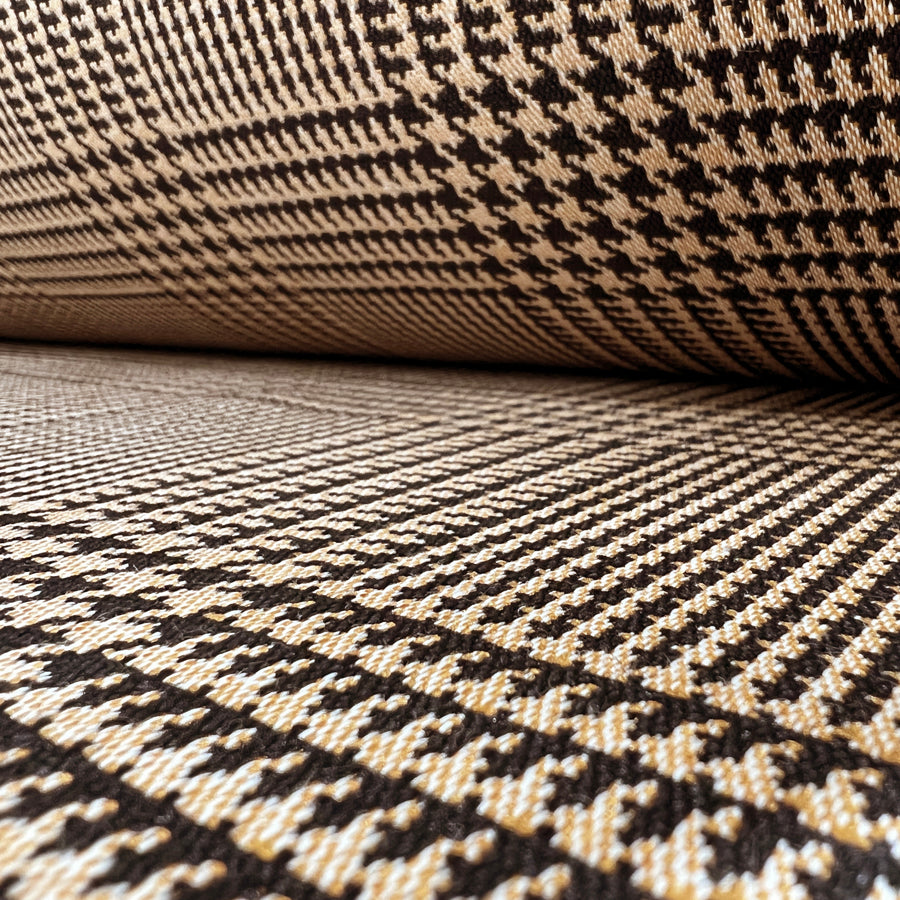 Go Large Check Orange Black Cotton Polyamine Elastane Suiting Fabric