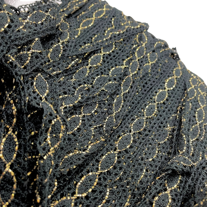Gold Oval Cotton Crochet Tape Black Lace 1