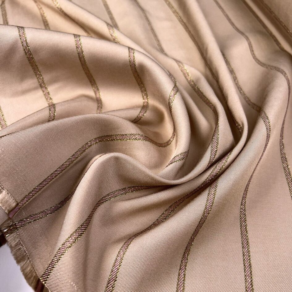 Gold Strike Viscose Polyamide Stripe Pink Italian Dress Fabric