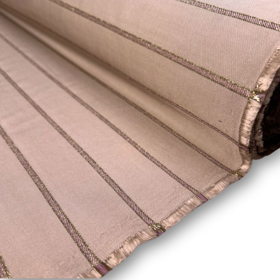 Gold Strike Viscose Polyamide Stripe Pink Italian Dress Fabric Roll