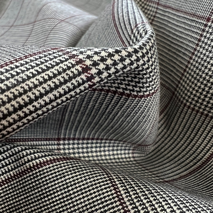 Got Your Back Again Large Check Grey Wool Suiting Fabric