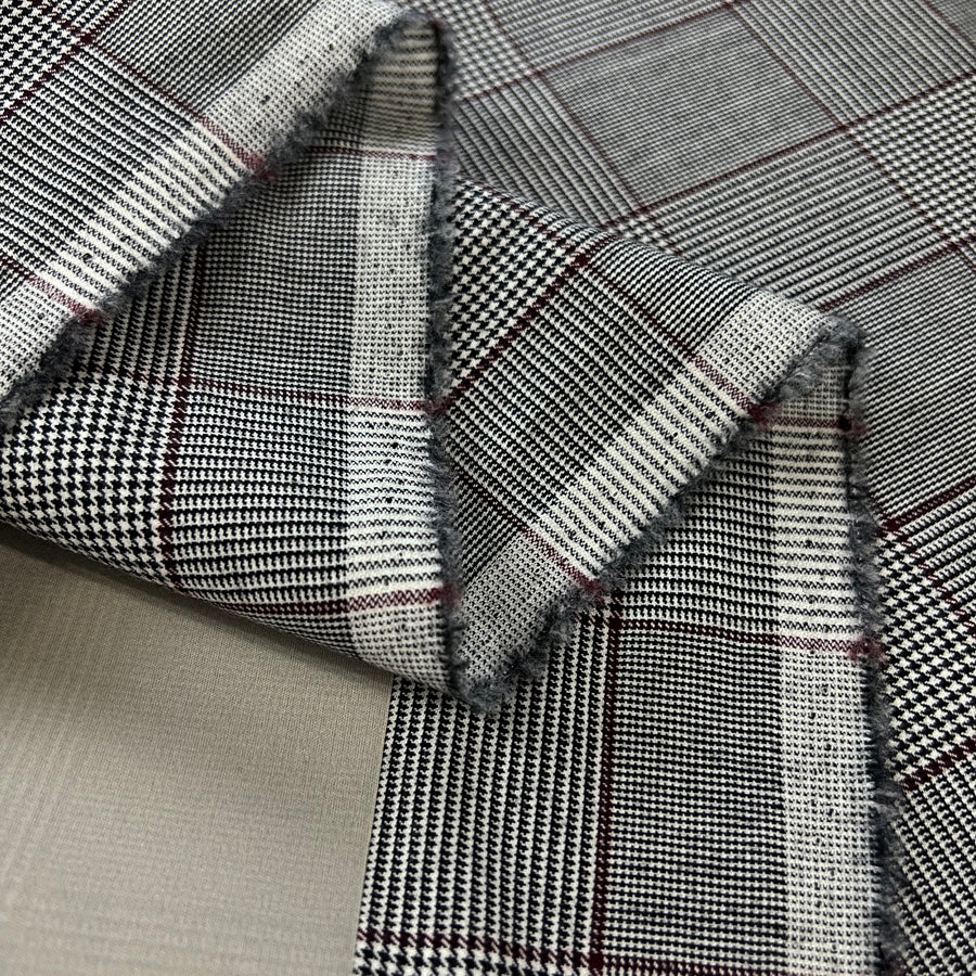 Got Your Back Again Large Check Grey Wool Suiting Fabric Fold