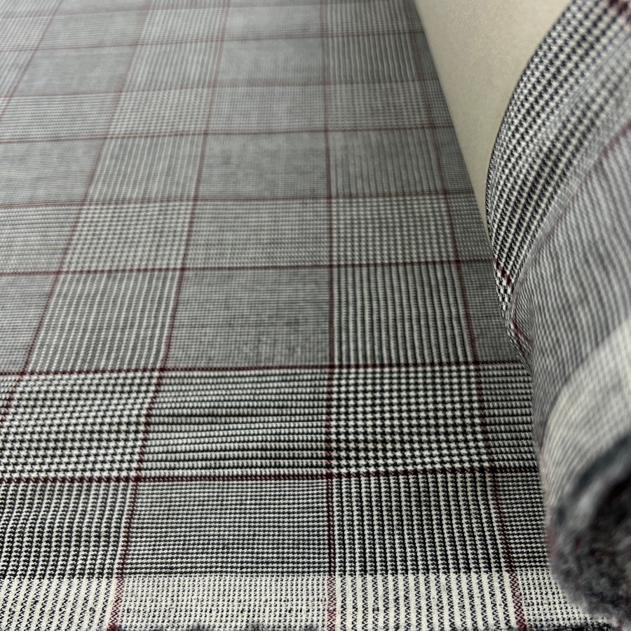 Got Your Back Again Large Check Grey Wool Suiting Fabric Roll
