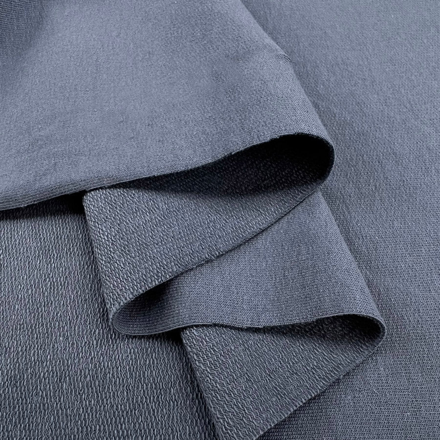 Gots Organic French Terry Denim Cotton Elastane Knitted Plain Jersey Fabric Fold