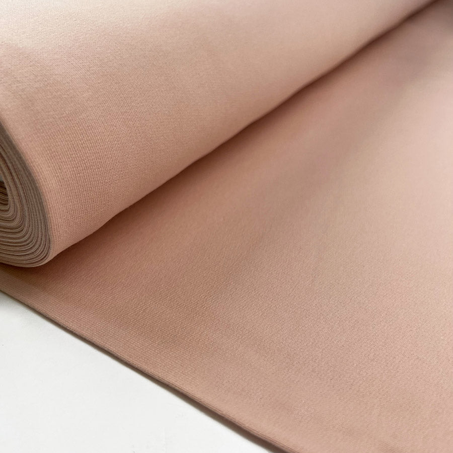 Gots Organic French Terry Pale Peach Cotton Elastane Knitted Plain Jersey Fabric Bolt