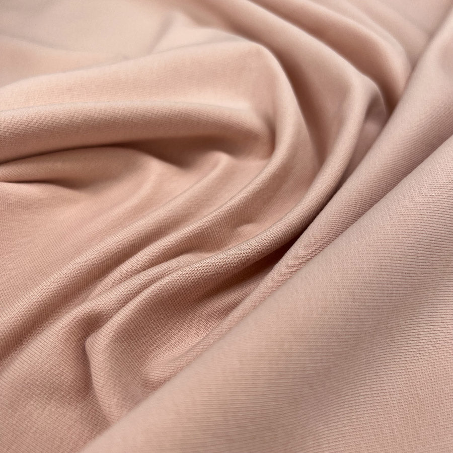 Gots Organic French Terry Pale Peach Cotton Elastane Knitted Plain Jersey Fabric