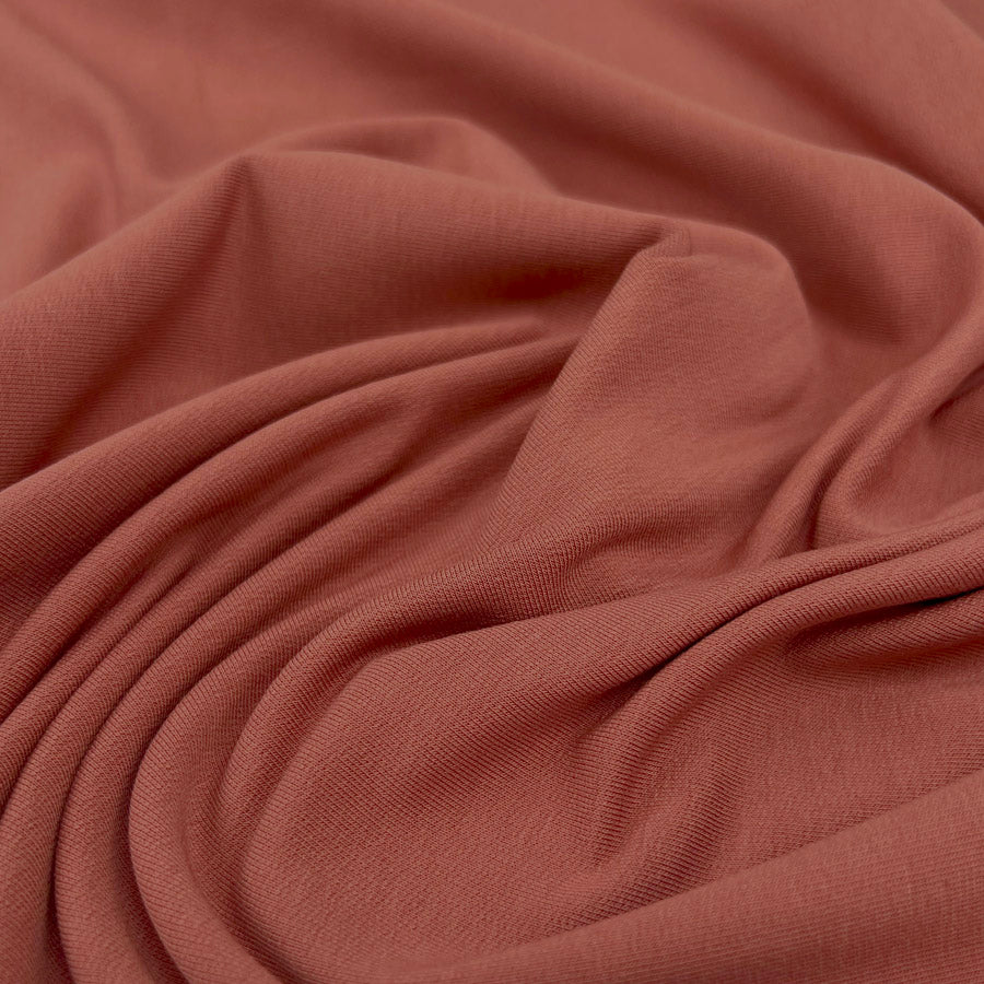 Gots Organic French Terry Salmon Cotton Elastane Knitted Plain Jersey Fabric