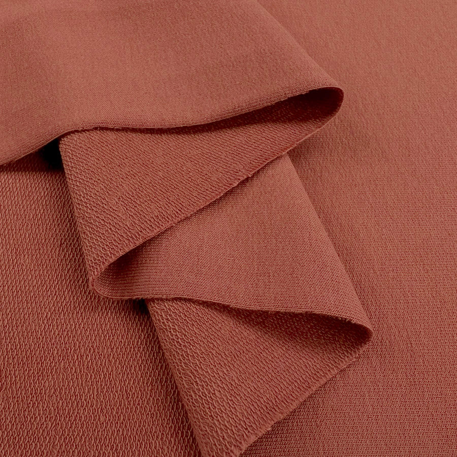 Gots Organic French Terry Salmon Cotton Elastane Knitted Plain Jersey Fabric Fold