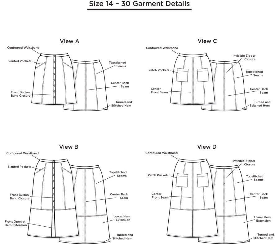 Grainline Studio Reed Skirt Pattern Us 14 30 Sketch