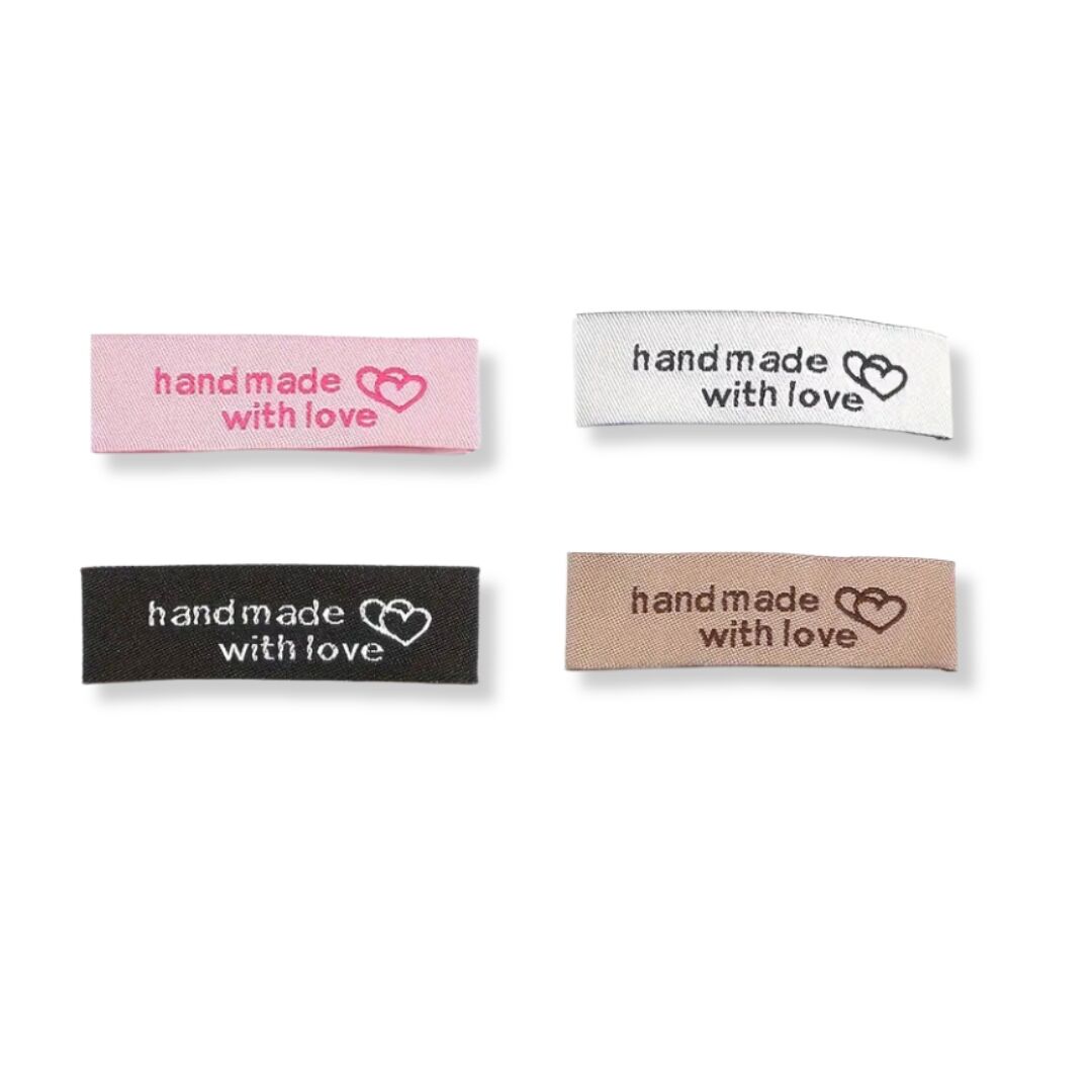Handmade With Love Sewing Labels Assorted Colours