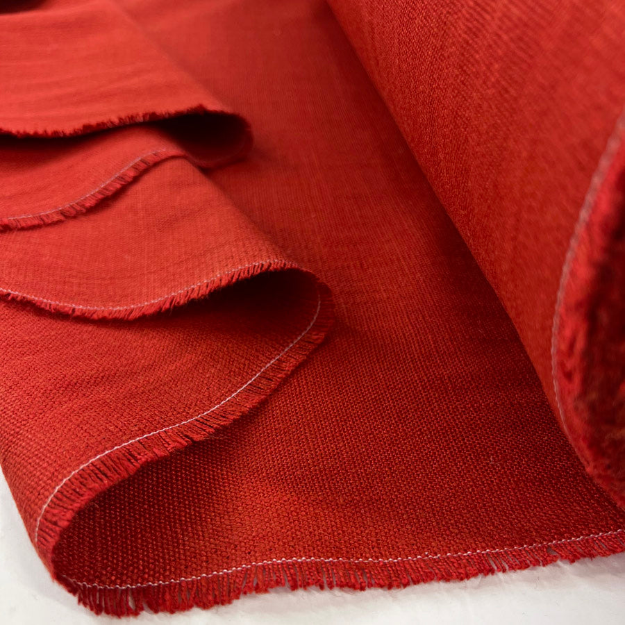 Heavy Viscose Linen Canvas Fabric Buddy Red Fold