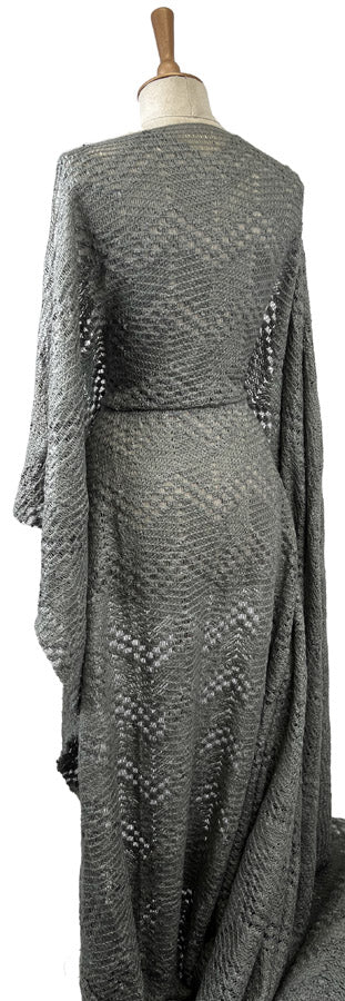 Heirloom Knit Grey Acrylic Polyester Wool Crochet Zigzag Chunky Coat Fabric Mannequin