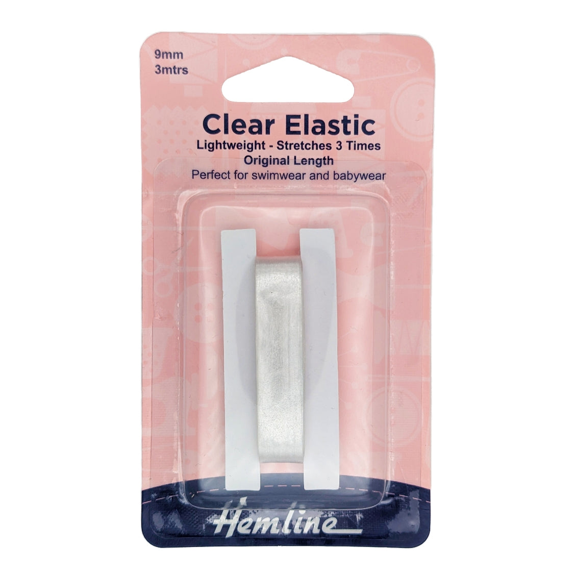Hemline 9mm Clear Flat Elastic 3M