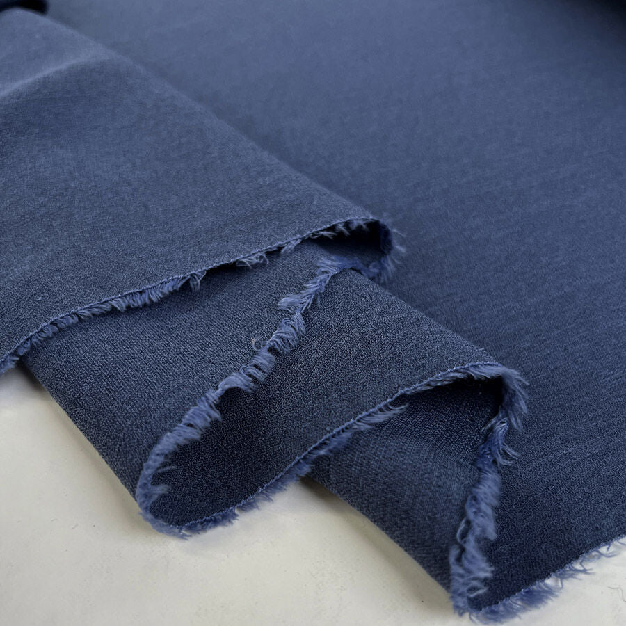 High Twist Polyester Bluebell Blue Airforce Crepe Plain Woven Floaty Suiting Dress Fabric Fold