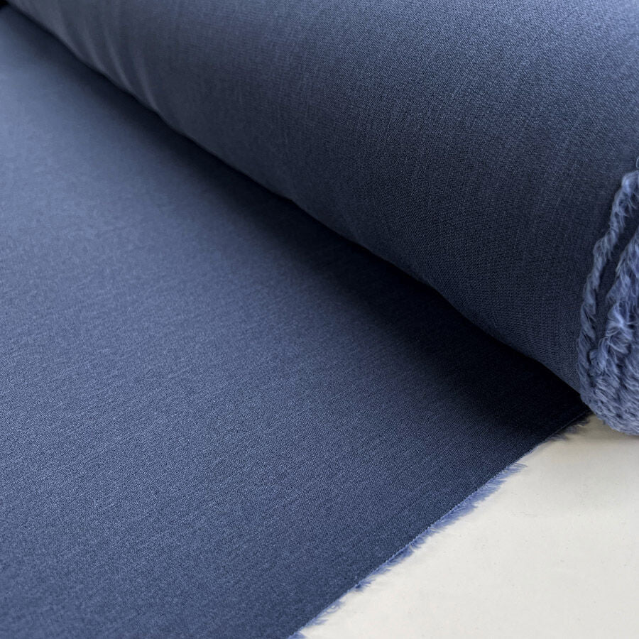 High Twist Polyester Bluebell Blue Airforce Crepe Plain Woven Floaty Suiting Dress Fabric Roll
