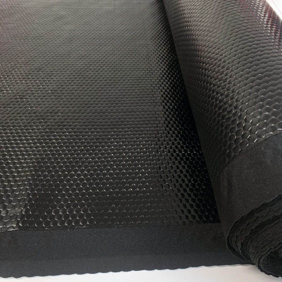 Hopelessly Devoted Knitted Coated Dotty Black Polyester Jersey Fabric Fabric Photo 1