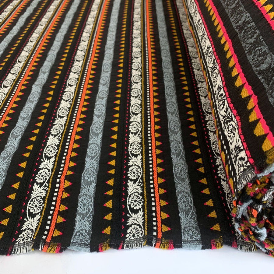 Inca Striped Ponco Multicoloured Cotton Poly Mix Suiting Jacketing Fabric Roll Fabric Photo