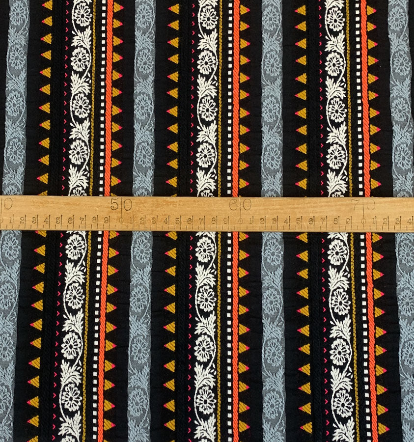 Inca Striped Ponco Multicoloured Cotton Poly Mix Suiting Jacketing Fabric Scale Fabric Photo